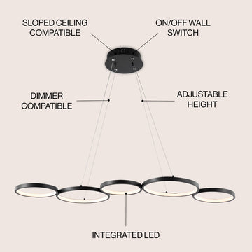 Roman 40.75" Bohemian Coastal Iron Linear Integrated LED Pendant - JONATHAN Y